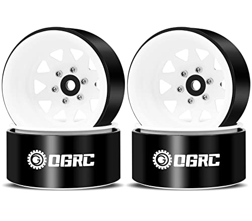 OGRC 1.9" Beadlock Wheels for SCX10 TRX4 VS4-10 Gen8 MST CFX 1/10 Crawler | Offset -8.9mm, Aluminum, 12mm Hex, for for TRX4 SCX10 Redcat GEN7 GEN8 RC4WD D90 Crawler, White - color: White