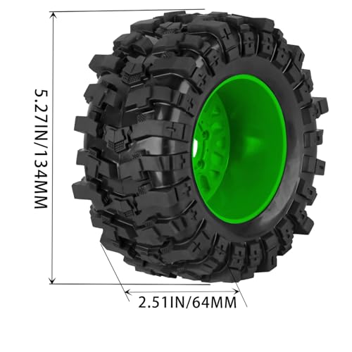 12mm/14mm/17mm RC Truck Wheel Tires for 1/10 Rustler Stampede Hoss,Granite Vorteks Big Rock,Axia 1 L0si Red cat Rc 4wd,Hard Plastic RC Truck Tires,RC Monster Truck Car Wheels,4PCS Red&Green - color: Red&green