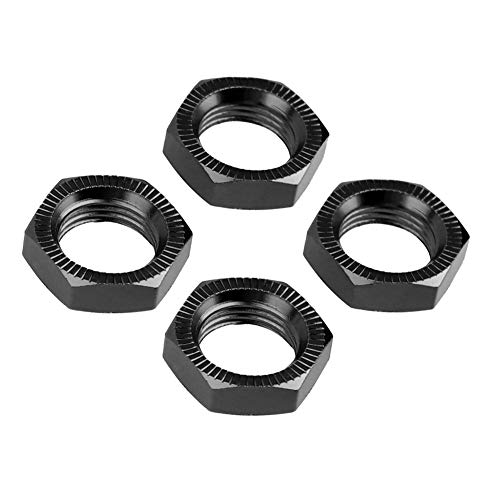 Hobbypark 4-Pack Aluminum Alloy 12mm to 17mm Wheel Hex Hubs Adapter Extension Conversion Nuts for 1/10 RC Car Upgrade 1/8 Tires (Black) - color: Black