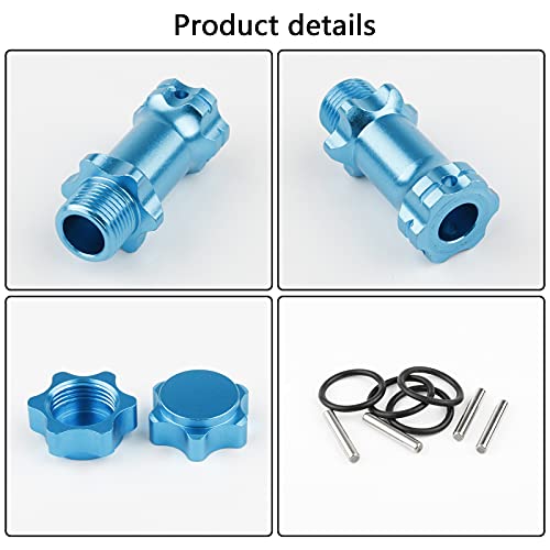 4pcs Aluminum 17mm Hex Adapter 30mm Extension Wheel Hub Drive Offset Width Extender with Anti-dust Cap Nuts for 1/8 RC On Road Car Off Road Truggy Truck Buggy Crawler, Sky Blue - color: Sky Blue