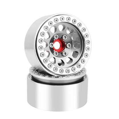 Aluminum 1.9 Beadlock Wheels Rims for 1/10 RC Crawler Axial SCX10 I II III Capra TRX4 TRX6 VS4-10 Gen8 MST CFX Upgrades Parts (Silver-Titanium) - color: Silver-titanium
