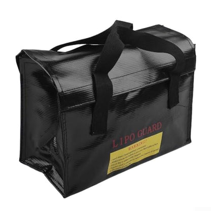 Fireproof for battery Charging Bag for LiPo Batteries Flame-Retardant Storage Pouch for FPV Drones, RC Cars, UAV,26x18x13cm Black Safety Bag(260 * 130 * 150MM)