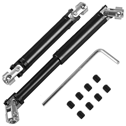1Pair ShareGoo Aluminium Alloy RC Car Drive Shaft 103-148mm Universal Joint CVD DriveShaft Compatible with Axial SCX10 Tamiya CC01 D90 RC4WD TF2 HSP Redcat 1/10 RC Crawler (Black) - color: Black