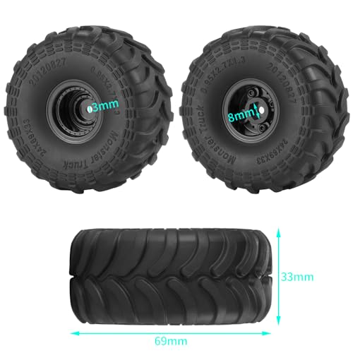 MORLORDY 1.0" Plus Wheel Tires Set 69 * 33mm for Axial SCX24 TRX4M TFMS FCX24 1/18 1/24 RC Crawler Car Upgrade Parts