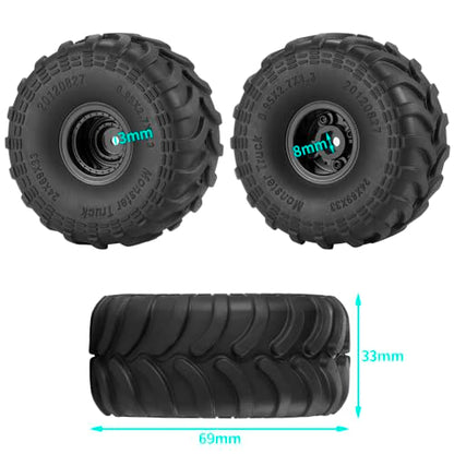 MORLORDY 1.0" Plus Wheel Tires Set 69 * 33mm for Axial SCX24 TRX4M TFMS FCX24 1/18 1/24 RC Crawler Car Upgrade Parts