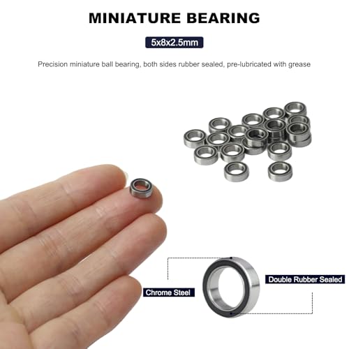 20 PCS MR85-RS Deep Groove Double Shielded Ball Bearings - 5x8x2.5mm Micro Bearings for 3D Printers, Electric Motors, Home Appliances, Garden Machiner (MR85) - size: MR85-RS