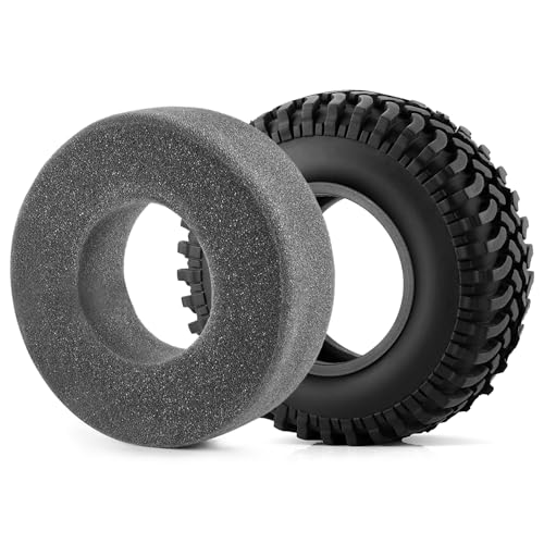 RC Tires 1.9inch 4Pcs RC Rubber Wheel Tyre 100mm | With Foam Insert, For 1/10 Axial SCX10 TRX4 D90, RC Crawler Car