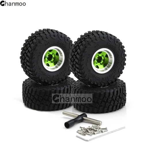 1.0 Beadlock Wheels and Tires 1/24 1/18 RC Mud Slingers Grappler Tyres for 1：24 1:18 RC Scale Rock Crawler Car SCX24 FMS FCX24 TRX4M Axial AX24 90081 Gladiator Bronco C10 4PCS (Bronze) - color: Bronze