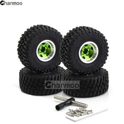 1.0 Beadlock Wheels and Tires 1/24 1/18 RC Mud Slingers Grappler Tyres for 1：24 1:18 RC Scale Rock Crawler Car SCX24 FMS FCX24 TRX4M Axial AX24 90081 Gladiator Bronco C10 4PCS (Red) - color: Red
