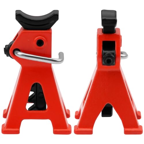 4Pcs ShareGoo 1/24 RC Scale Toy Decoration Metal RC Mini Toy Jack Stands Simulation Compatible with 1/18 1/24 RC Crawler SCX24 AX24 TRX4M FCX24 RC Crawler Car (Red) - color: Red