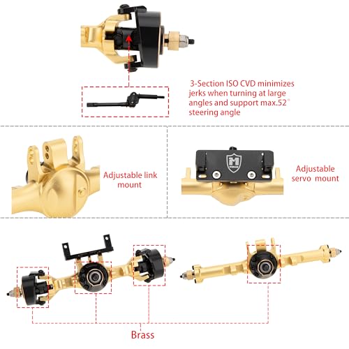 MEUS RACING 5mm ISO V2 TRX4M Axles with Adjustable Servo Mount for TRAXXAS 1/18 TRX4M RC Crawler (Gold) - color: Gold