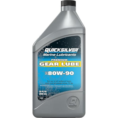 Quicksilver by Mercury Marine 80W-90 Premium Gear Lube, Marine Engine, 32 oz. - size: 32oz