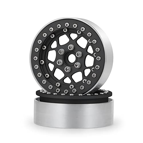 4PCS 1.9" Beadlock Wheels Rims Set, Matte Black | Aluminum Alloy, Upgrade Parts, For 1/10 Axial SCX10 CC01 D90 TRX4, RC Crawler Car - color: Matte Black