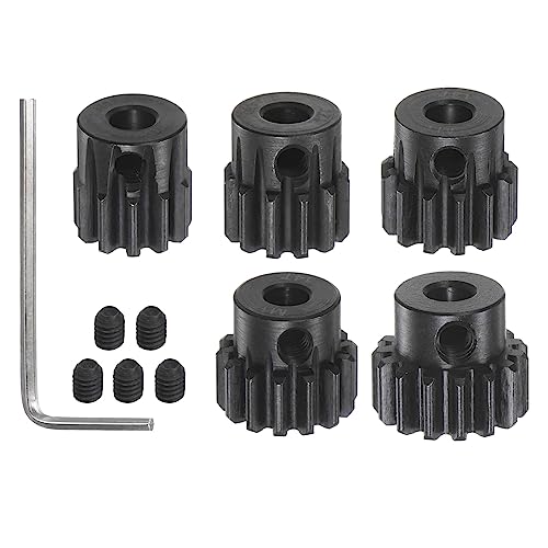 HARFINGTON Mod 1 M1 Pinion Motor Gear Set 5pcs 11T 12T 13T 14T 15T Fit 5mm RC Motor Shaft M1 Pitch Gears for RC Car, with Hex Key - style: 11T 12T 13T 14T 15T