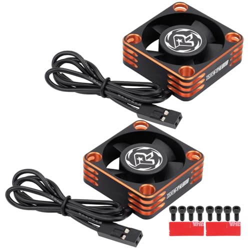 28000RPM RC Motor Heatsink ESC Cooling Fan,30mm,2 Pack,Orange | RC Model Heatsink for 1/8 1/10 1/12 Scale,RC Car,Truck,Buggy Truggy,540 550 Brushless Motor - color: Orange