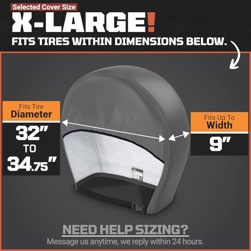 TIRESHIELD PRO Trailer Tire Covers (Set of 2) - Heavy Duty All-Weather UV-Resistant Protective Wheel Covers w/StormLock-System - Year-Round Protection for Your Trailer Tires w/ 32-34.75" Diameter - size: X-Large - Fits Tire Diameters 32-34.75", style: TIR