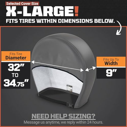 TIRESHIELD PRO Trailer Tire Covers (Set of 2) - Heavy Duty All-Weather UV-Resistant Protective Wheel Covers w/StormLock-System - Year-Round Protection for Your Trailer Tires w/ 32-34.75" Diameter - size: X-Large - Fits Tire Diameters 32-34.75", style: TIR