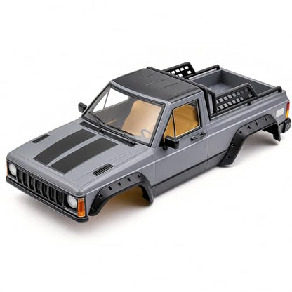 1/10 RC Crawler Hard Body Shell, Nardo Gray, 313mm Wheelbase | Pre-painted hard plastic pickup shell for SCX10 and TRX4; includes interior, grille, mirrors, fenders and mounting hardware - color: Pickup - Nardo Gray