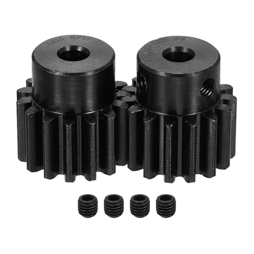 uxcell 2Pcs 1.5 Mod 15T Spur Gear 6mm Bore, 1045 Steel Pinion Gear Black Surface Treatment, 20° Pressure Angle, for Spur Rack and RC Model Car or Motor DIY(18mm) - size: 1.5 Mod 15T, 6mm x 18mm
