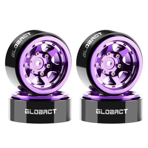 GLOBACT 1.3" Beadlock Wheels for SCX24 AX24 TRX4M 1/18 1/24 (Purple) - color: Purple