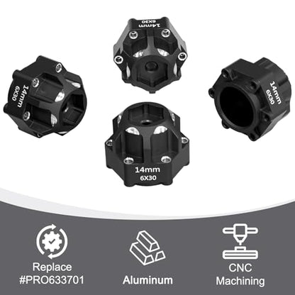 LRFHL 1/10 6x30 to 14mm Hex Adapters for 1/10 Proline Arrma Senton Granite | 20mm Thickness, Aluminum Wheel Hex Hub Adapter Upgrade Parts, Black - color: Black 14mm