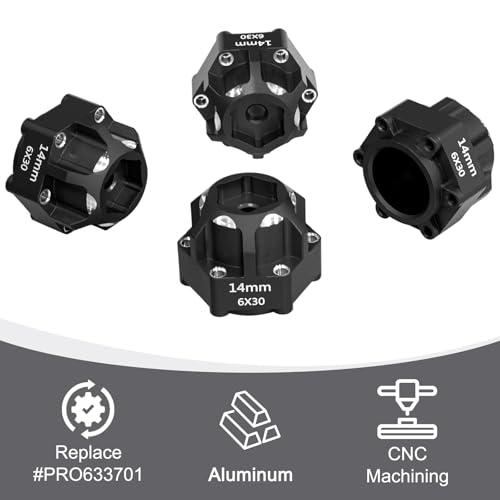 LRFHL 1/10 6x30 to 14mm Hex Adapters for 1/10 Proline Arrma Senton Granite | 20mm Thickness, Aluminum Wheel Hex Hub Adapter Upgrade Parts, Black - color: Black 14mm