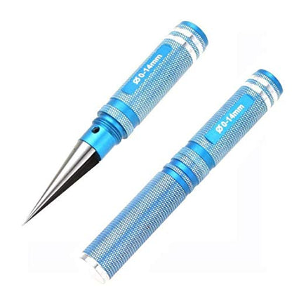 0-14mm Body Aluminum Reamer Hole Puncher with Sleeve & Curved Scissors Hobby Tool Combo Set Compatible with RC Model Bodyshell Connector,Compatible with RC Car Truck Tank Drone-Blue
