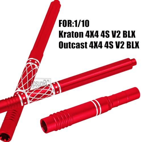 Upgrades Part Aluminum Center Slider Driveshafts Center Drive Shaft for 1/10 Kraton&Outcast 4X4 4S V2 BLX,Axles CVD Hops Up(Red) - color: Red(for 1/10)