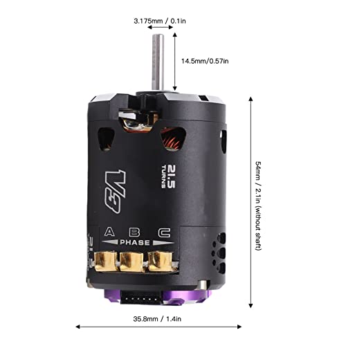 21.5T Sensored Brushless Motor with Reliable Performance for 1/10 1/12 RC Racing Car Upgrade Black Purple Aluminum