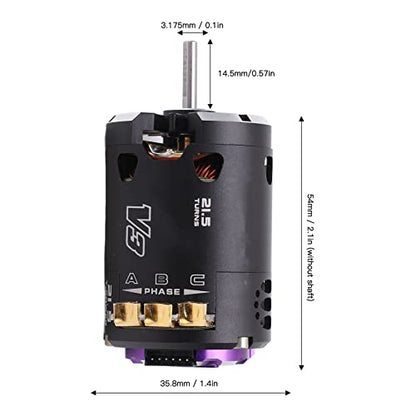 21.5T Sensored Brushless Motor with Reliable Performance for 1/10 1/12 RC Racing Car Upgrade Black Purple Aluminum