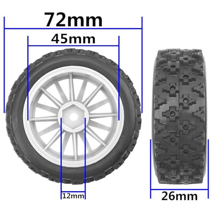 4Pack Vgoohobby OD2.83in 1/10 On Road Rubber Tires w/Nylon Wheel Rims 12mm Hex Compatible with HSP HPI Redcat Tamiya Traxxas 1/10 RC On Road Racing Touring Car (White) - color: White