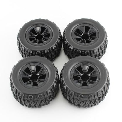 KingVal 4PCS Rubber Wheels Tires 90x43mm Hex 12mm RC Spare Parts Compatible with SCY 16101 16101PRO 16102 16102PRO WLtoys 144010 MJX 14209 14210 RC Car