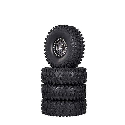 GoolRC 4PCS 1.9 Inch RC Crawler Rubber Tires with Metal Rim Replacement for 1/10 RC Rock Crawler Traxxas TRX-4 TRX-6 Axial Scx10 90046 RC4WD RC Car Parts (Titanium) - color: Titanium