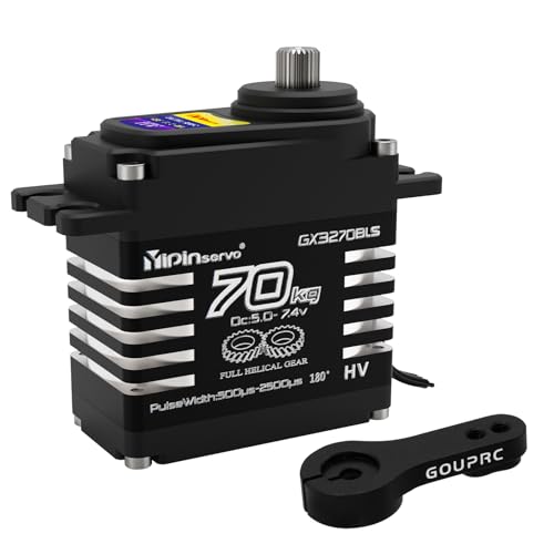 GOUPRC 70kg Brushless Servo for 1/8 1/10 1/12 RC Truck Car Crawler Boat Robot, 7.4V Oblique Gear High Torque Servo - size: 70KG