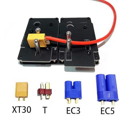 RC Soldering Station Jig for XT90 XT60 EC5 EC3 T Plug&Silicone Wire | 0.5-9mm adjustable clamping gap,press-board quick-lock design,high-temp resistant soldering base, portable jig for repairs