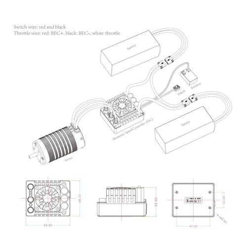 XC C8 Sensorless Brushless ESC for 1/8 RC Car,3-6S 160A | Bluetooth APP Programming,6.0V/7.4V/8.4V BEC,IP67,Multiple protection - size: No Connector