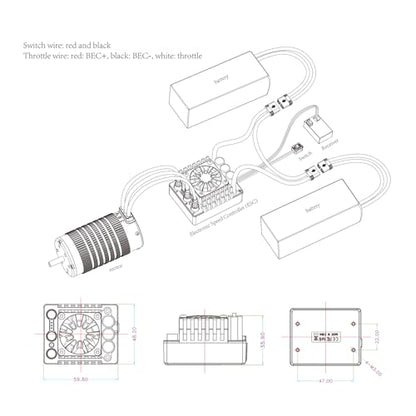 XC C8 Sensorless Brushless ESC for 1/8 RC Car,3-6S 160A | Bluetooth APP Programming,6.0V/7.4V/8.4V BEC,IP67,Multiple protection - size: No Connector