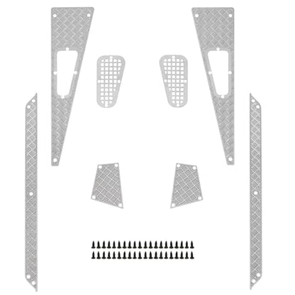Meus 8Pcs Hood Stainless Steel Skid Plate Pedal Metal Skid Plate Decoration Set for TRX4M Defender - Remote Control Car, RC Car, RC Crawler 1/18 Upgrade Parts (HELIDIRECT)