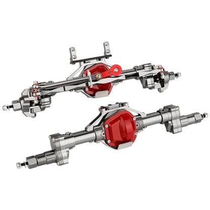Aluminum Front & Rear Portal Axles for Axial SCX10 & SCX10 II 1/10 RC Crawler Car Axle Set Metal Upgrades Part (Titanium) - color: Titanium