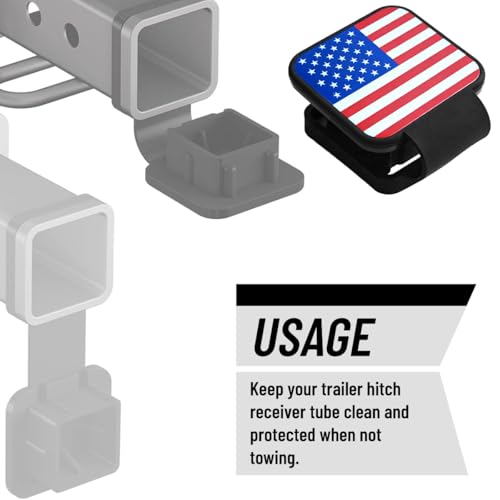 2" Trailer Hitch Cover, Silicone American Flag Square Hitch Cap Tube Plug Insert for 2" Receivers, USA Flag Trailer Exterior Tow Receiver Tube Plug Cap, Universal for Truck Sedan ATV - color: US Flag