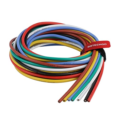 BNTECHGO 12 Gauge Silicone Wire Kit 7 Color Each 5 ft Flexible 12 AWG Stranded Tinned Copper Wire - color: 12 gauge silicone wire 7 colors, size: 12 gauge silicone wire each color 5 ft