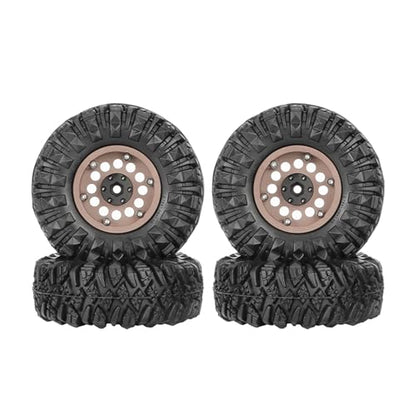 4PCS 1.3" Aluminum Alloy Beadlock Wheel Rims All-Terrain Tyre 70mm Rubber Tires Set with 5mm & 7mm Hex for 1/12 1/14 1/18 1/24 RC Rock Crawler Car Upgrade Parts (B-Brown) - color: B-brown