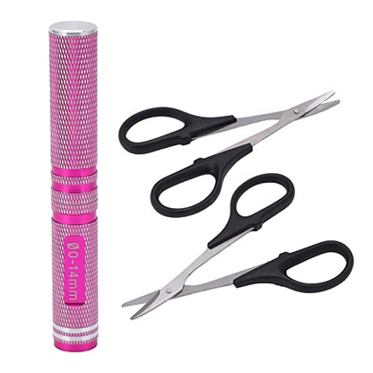 RC Curved Scissors and Hole Puncher Kit, Aluminum Alloy Body Reamer for RC Car Drone Shell Trimming, 014mm Adjustable Cutter with Ergonomic Grip (Pink) - color: Pink