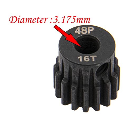 5Pack ShareGoo Steel 48P 3.175mm Pinion Gear Sets 13T 14T 15T 16T 17T fit 3.175mm (1/8-Inch) Shaft Compatible with Arrma HPI Kyosho Losi Axial Traxxas Tamiya Associated 1/10 RC Car Monster Truck Buggy