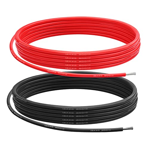 12 AWG Silicone Wire, 10 ft Red and 10 ft Black | Flexible fine-strand tinned copper cable with heat-resistant silicone insulation for batteries, RC and electronics wiring. - style: 12 AWG 10ft Red+10ft Black