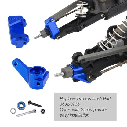 Hobbypark Aluminum Caster Blocks C-Hubs & Steering Blocks Knuckles for Traxxas 1/10 2WD Slash, Rustler, Stampede, Nitro Slash, Replace 3632 3736 (Navy Blue) - color: Navy Blue