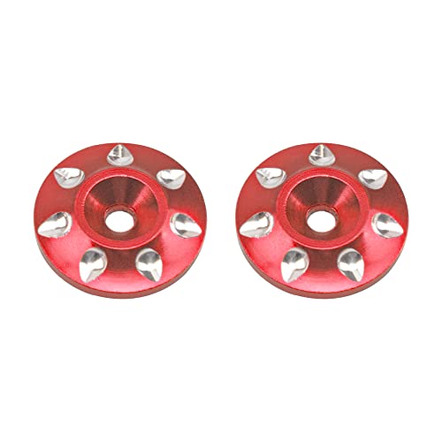 ShareGoo 2Pack Universal RC Metal Rear Wing Buttons Gasket Fixed Rear Tail Wing Washer for 1/10 1/8 RC Off Road Short Truck Buggy Racing Car (Red)