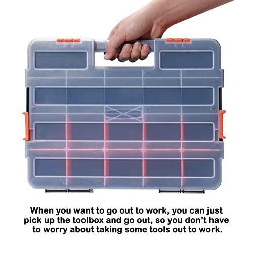 Tool Box Organizer Interlocking Black Small Parts Organizer for Fasteners and Crafts w/Removable Dividers (2 Piece Pack) - size: 2 PCS Toolbox Organizer