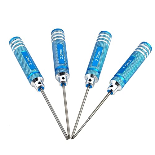 Share Goo H1.5mm 2.0mm 2.5mm 3.0mm Handle Allen Hex Screwdrivers Key Driver Tool Kit Compatible with RC Car Truck FPV Helicopter Drone(Blue) - color: Blue
