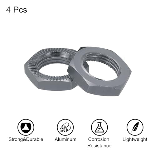 MECCANIXITY Aluminum 17mm RC Wheel Nut Thread M12x1.0mm Hex Wheel Nuts RC Wheel Nut for 1/8 RC Model Car Trucks Off Road Car Upgraded Parts Pack of 4(Bright Gray) - color: Bright Gray